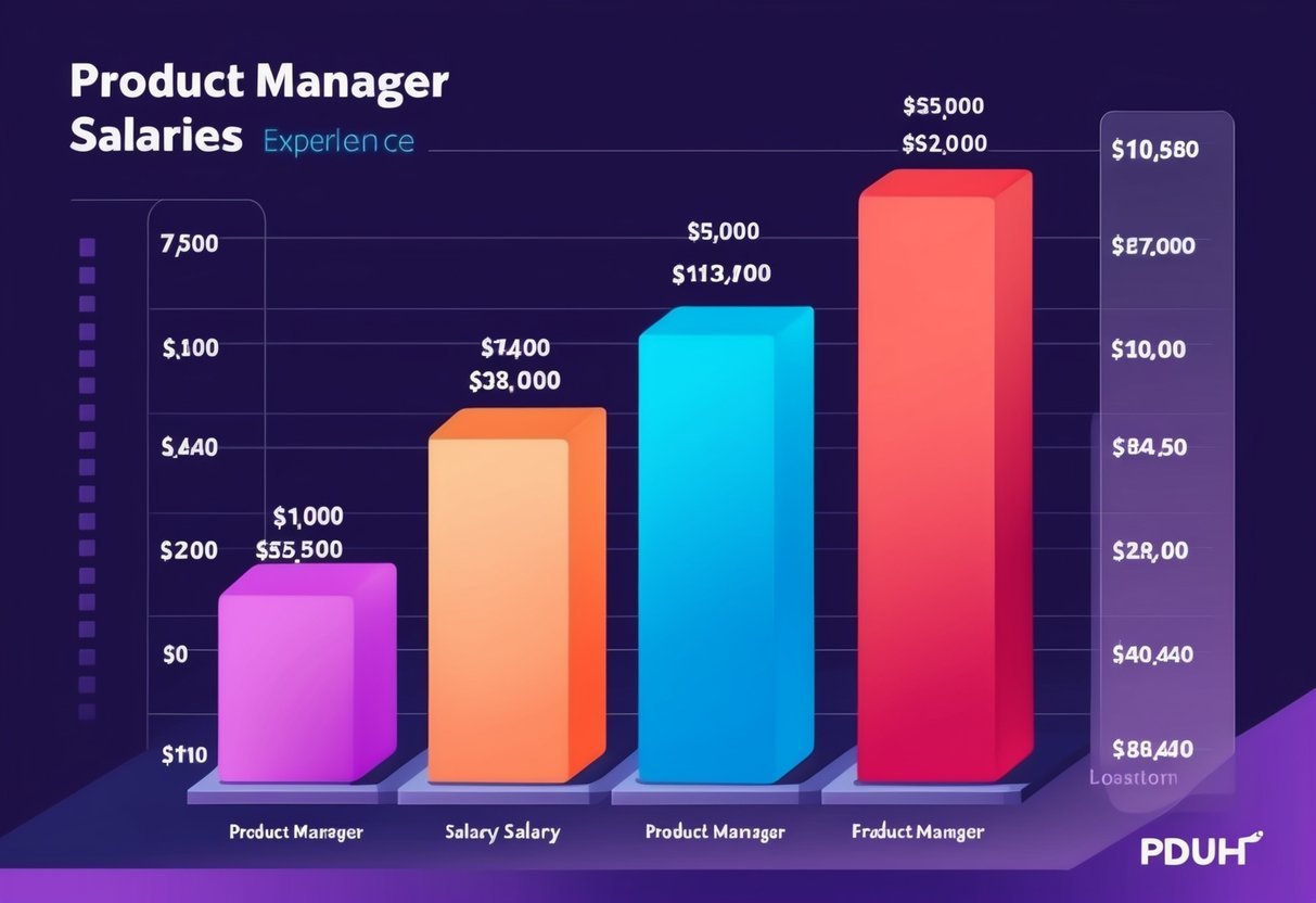 A chart displaying product manager salaries based on experience and location