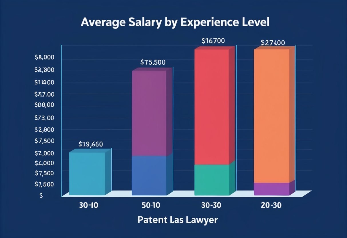 A graph displaying average salary by experience level for patent lawyers