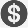 White dollar sign icon inside a dark gray circle