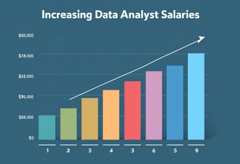 Bar graph showing increasing data analyst salaries over time
